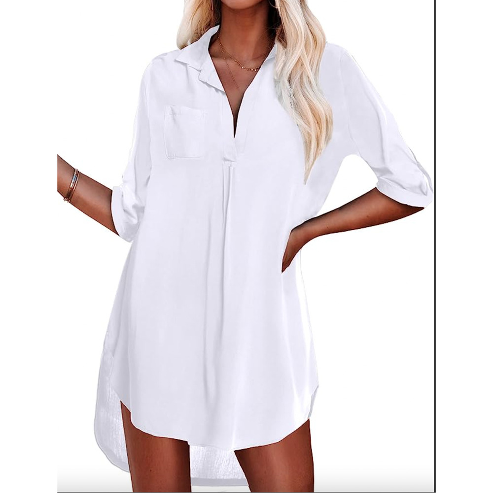 NWT Ekouaer XXXL White Shirt Dress Beach Swim‎ Coverup Sold Out